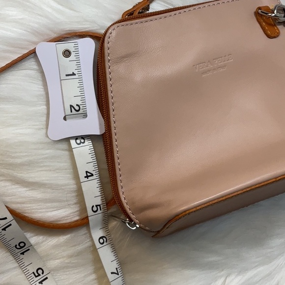 Vera Pelle Brand Italian Leather Zip Around CrossBody Bag Peach. Handmade Italy - Picture 8 of 10